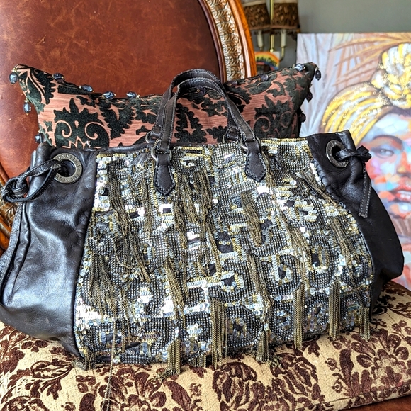 💥RARE‼️💯VALENTINO SEQUIN GLAM CHAIN TOTE - Picture 3 of 16